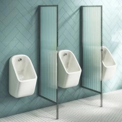 2 x Arezzo Fluted Glass Chrome Framed Urinal Partitions