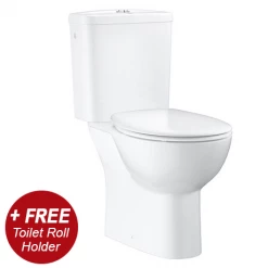 Grohe Bau Rimless Close Coupled Toilet with Soft Close Seat (Side Inlet) + FREE TOILET ROLL HOLDER