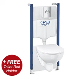 Grohe Solido Compact Bau Ceramic Rimless 5-in-1 Pack + FREE TOILET ROLL HOLDER