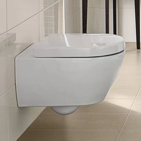 Villeroy and Boch Subway 2.0 DirectFlush Rimless Wall Hung Toilet + Soft Close Seat - 5814HR01 - Image 4