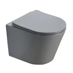 Arezzo Matt Grey Rimless Wall Hung Toilet incl. Soft Close Seat
