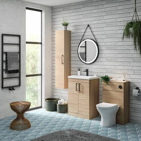 Arezzo 500 Rustic Oak WC Unit with Cistern + Modern Pan - Image 2