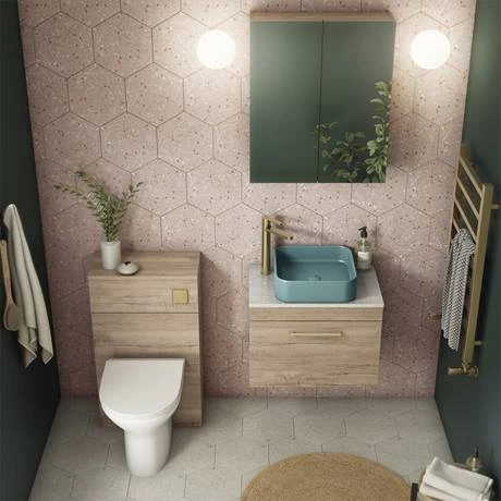 Arezzo 500 Rustic Oak WC Unit with Cistern + Modern Pan - Image 4