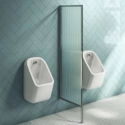 Arezzo Fluted Glass Chrome Framed Urinal Partition