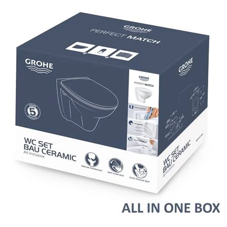 Grohe Bau Rimless Wall Hung Toilet with Soft Close Seat + FREE TOILET ROLL HOLDER - Image 6