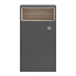 Hudson Reed Coast 600mm WC Unit with Open Shelf - Grey Gloss/Driftwood