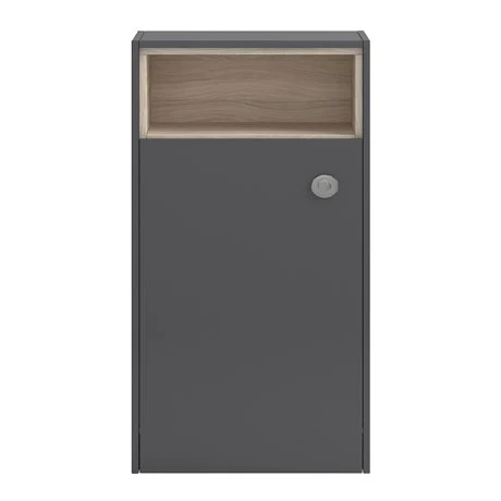 Hudson Reed Coast 600mm WC Unit with Open Shelf - Grey Gloss/Driftwood
