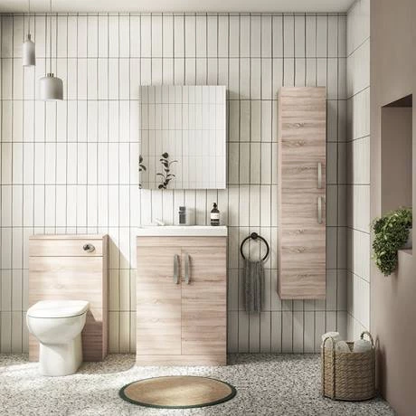 Brooklyn Natural Oak WC Unit + Cistern (500mm Wide) - Image 4
