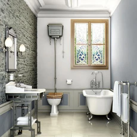 Burlington High Level Toilet - Polished Aluminium Cistern - Image 2