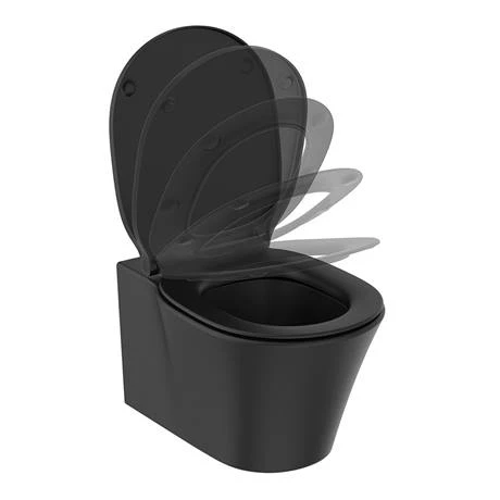 Ideal Standard Connect Air Silk Black AquaBlade Wall Hung Toilet + Soft Close Seat - Image 5