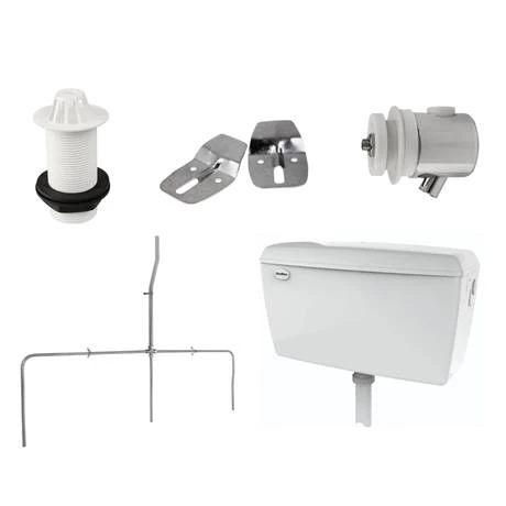 Cove Exposed Urinal Pack with 3 x 400mm Urinal Bowls + Plastic Cistern - Image 3