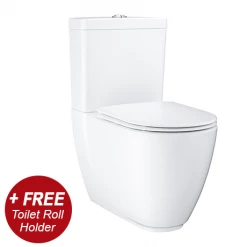 Grohe Essence Rimless Close Coupled Toilet with Soft Close Seat (Bottom Inlet) + FREE TOILET ROLL HOLDER
