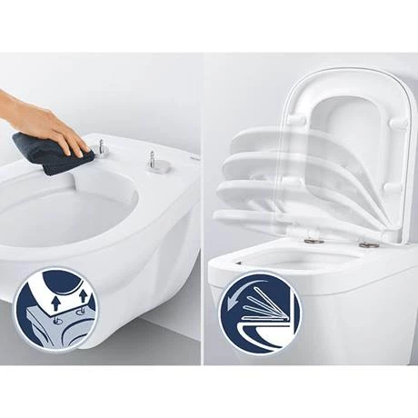 Grohe Euro Rimless Back to Wall Toilet with Soft Close Seat + FREE TOILET ROLL HOLDER - Image 6