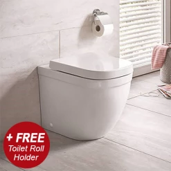 Grohe Euro Rimless Back to Wall Toilet with Soft Close Seat + FREE TOILET ROLL HOLDER