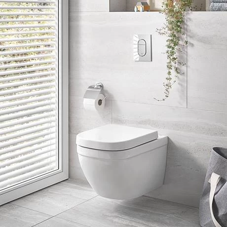 Grohe Euro Rimless Wall Hung Toilet with Soft Close Seat + FREE TOILET ROLL HOLDER - Image 5