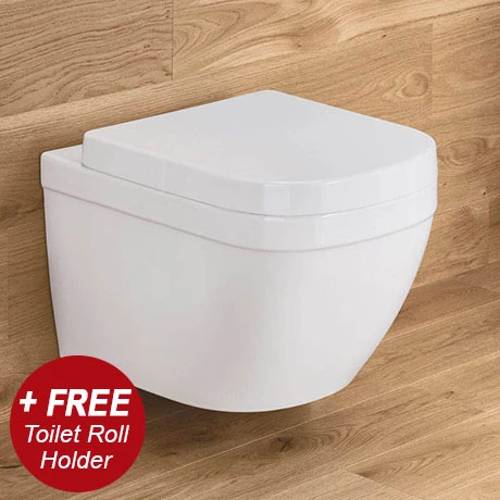 Grohe Euro Rimless Wall Hung Toilet with Soft Close Seat + FREE TOILET ROLL HOLDER