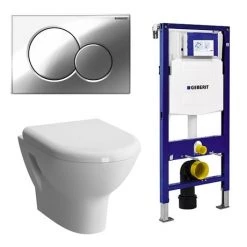 Geberit Duofix Wall Frame with Zentrum Wall Hung Pan & Sigma 01 Flush Plate