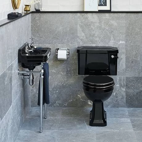 Burlington Jet Black Close Coupled WC with 520mm Lever Cistern - Image 2