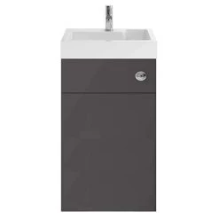 Nuie Athena 500 Gloss Grey 2-In-1 Basin, Concealed Cistern & WC Unit - PRC945CB