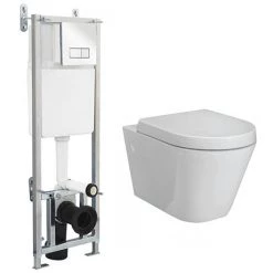 RAK Resort Wall Hung Rimless Pan incl. Dual Flush Concealed WC Cistern with Frame