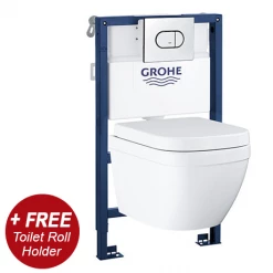 Grohe Solido 0.82m Frame / Euro Rimless Complete WC 5 in 1 Pack + FREE TOILET ROLL HOLDER