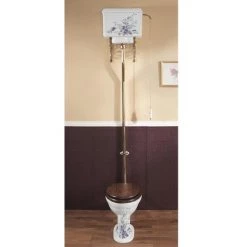 Silverdale Victorian Blue Garden Pattern High Level Toilet - Excludes Seat