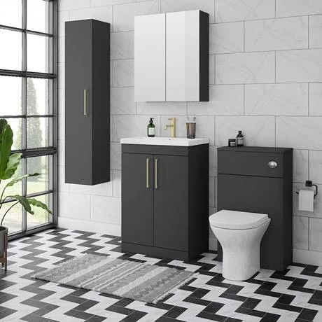 Arezzo 500 Matt Black WC Unit with Cistern + Modern Pan - Image 3