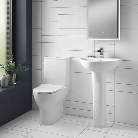 Toreno Round Rimless Close Coupled Toilet + Soft Close Seat - Image 4