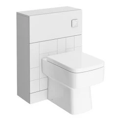 Venice Abstract White Complete Toilet Unit w. Pan, Cistern + Polished Chrome Flush