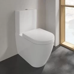 Villeroy and Boch Subway 2.0 DirectFlush Rimless BTW Close Coupled Toilet (Bottom Entry Water Inlet) + Soft Close Seat