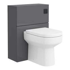 Apollo2 600mm Gloss Grey Complete Toilet Unit (incl. Pan, Cistern + Matt Black Flush)
